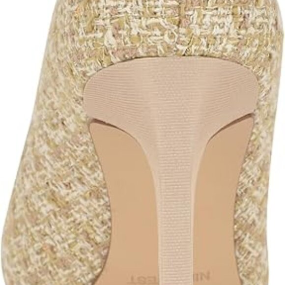 🤍 Nine West “Tatiana” Tweed Pointed-Toe Pumps — Beige/Gold (Size 7.5M) - Picture 4 of 5